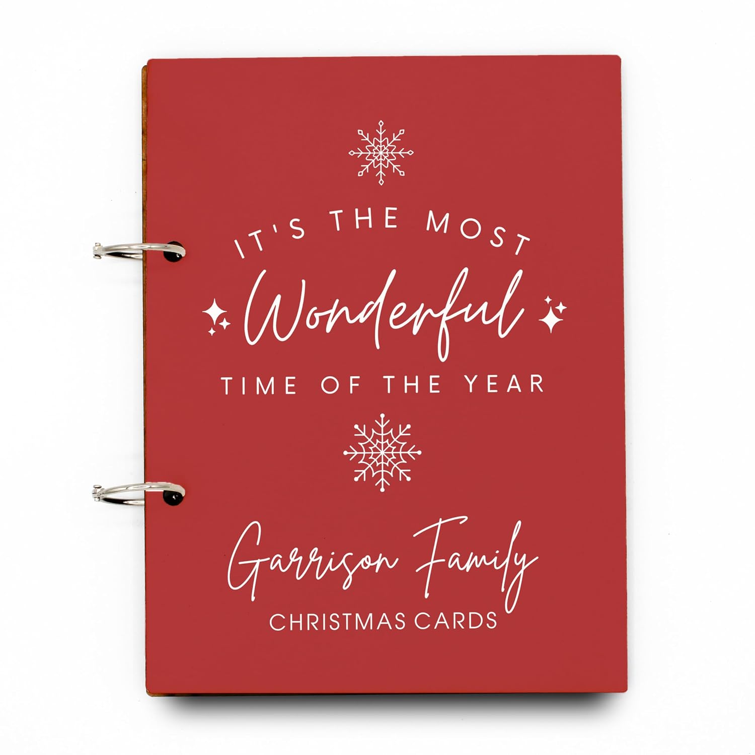 MYETCHEY Personalized Wood Holiday Card Organizer, Christmas Greeting Card Holder, Cards of Christmas Past, Card Holder (Most Wonderful Time)