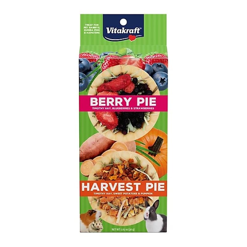 Petisco em Formato de Torta com Feno de Timóteo e Frutas Secas Vitakraft Berry and Harvest Pie Pacote com 8