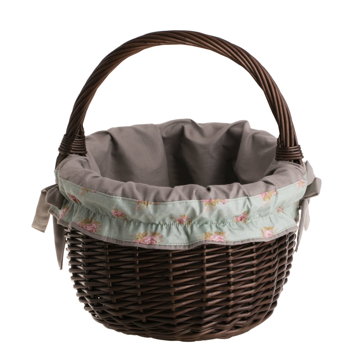 Cesta de la Compra de Mimbre en Color marrón Oscuro, Ovalada, Cesta de Planchar con Adornos, Cesta de Regalo