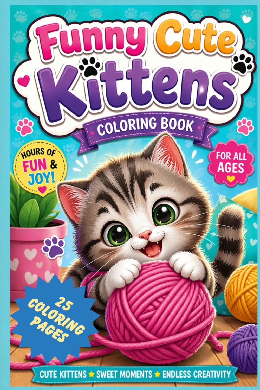 Funny Cute Kittens Colloring Book