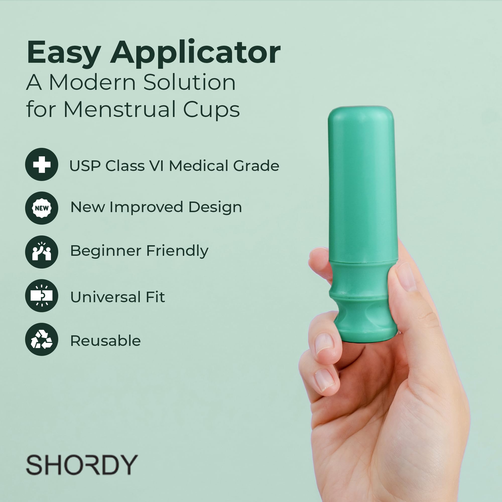 SHORDY Menstrual Cup and Applicator Combo-Set – 2 wiederverwendbare Menstruationstassen/Periodentassen (Small & Large), Alternative to Tampons, Disc and Pads for Heavy Flow