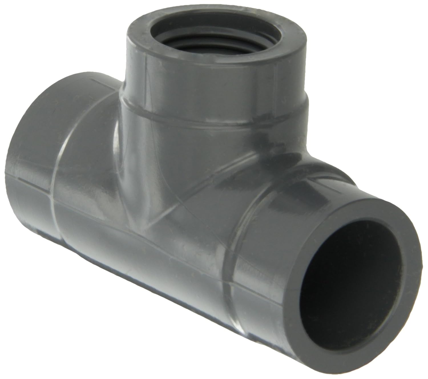 GF Piping Systems PVC Pipe Fitting, Tee, Schedule 80, Gray, 1/2" NPT