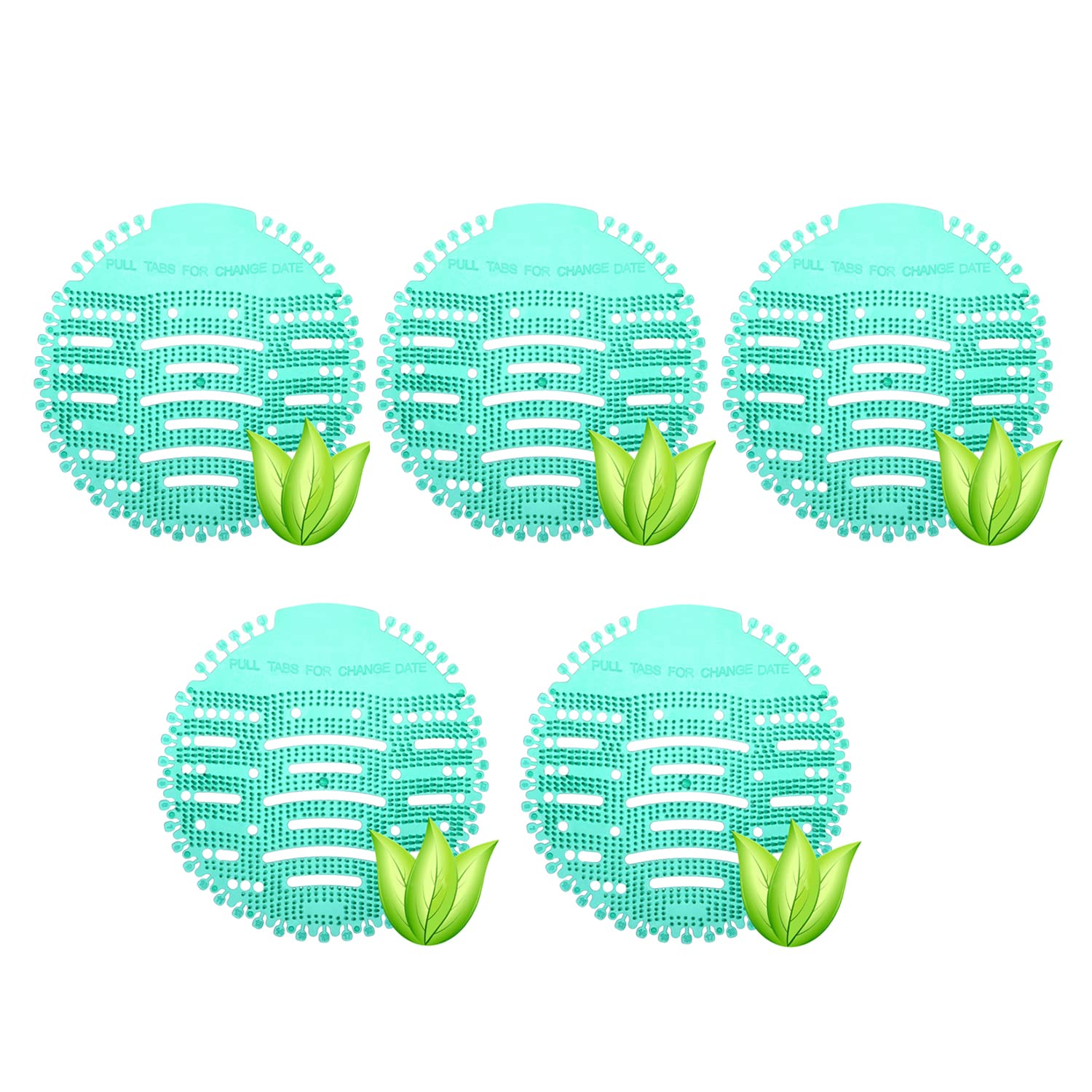 Zureni Urinal Screen Fresh Scented Anti-Splash Toilet Mat Bathroom Deodorizer Spatter Reducing Natural Breeze Fragrance Refresher Mats with Air Freshener Ideal for Restrooms (Dark Green, 5 pcs)