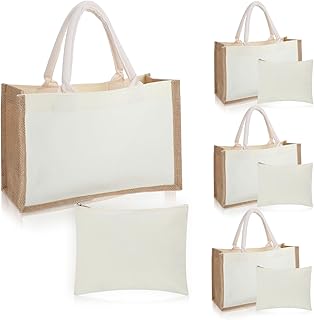 4 juegos de bolsas de arpillera natural con a...