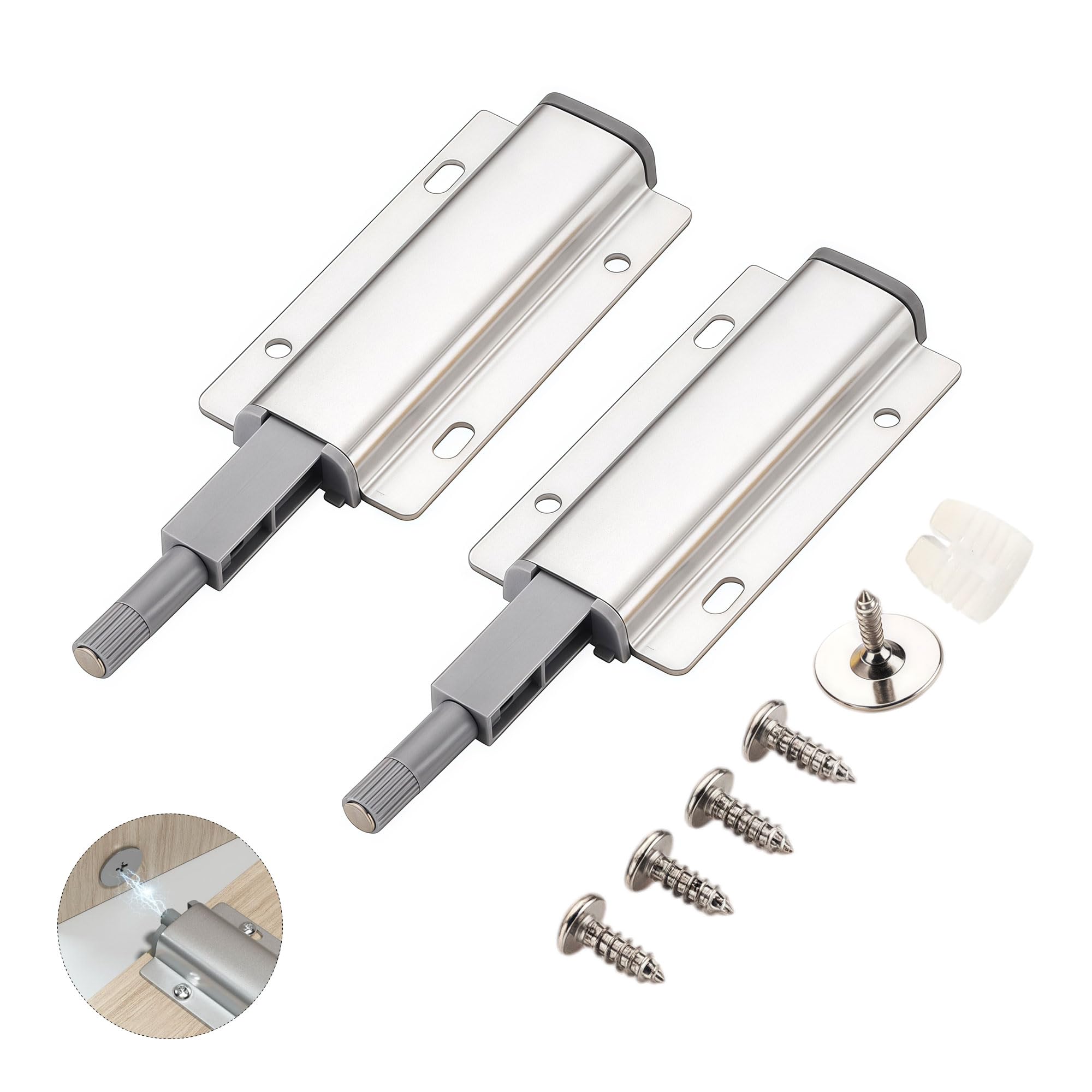 Push to Open Door Catches Magnetic Push Latch Cupboard Push Openers Touch Push Pull Drawer Latch Push Door Catches for Wardrobe Closet Ideal for Cabinet Drawer Bedroom Kitchen Home Use