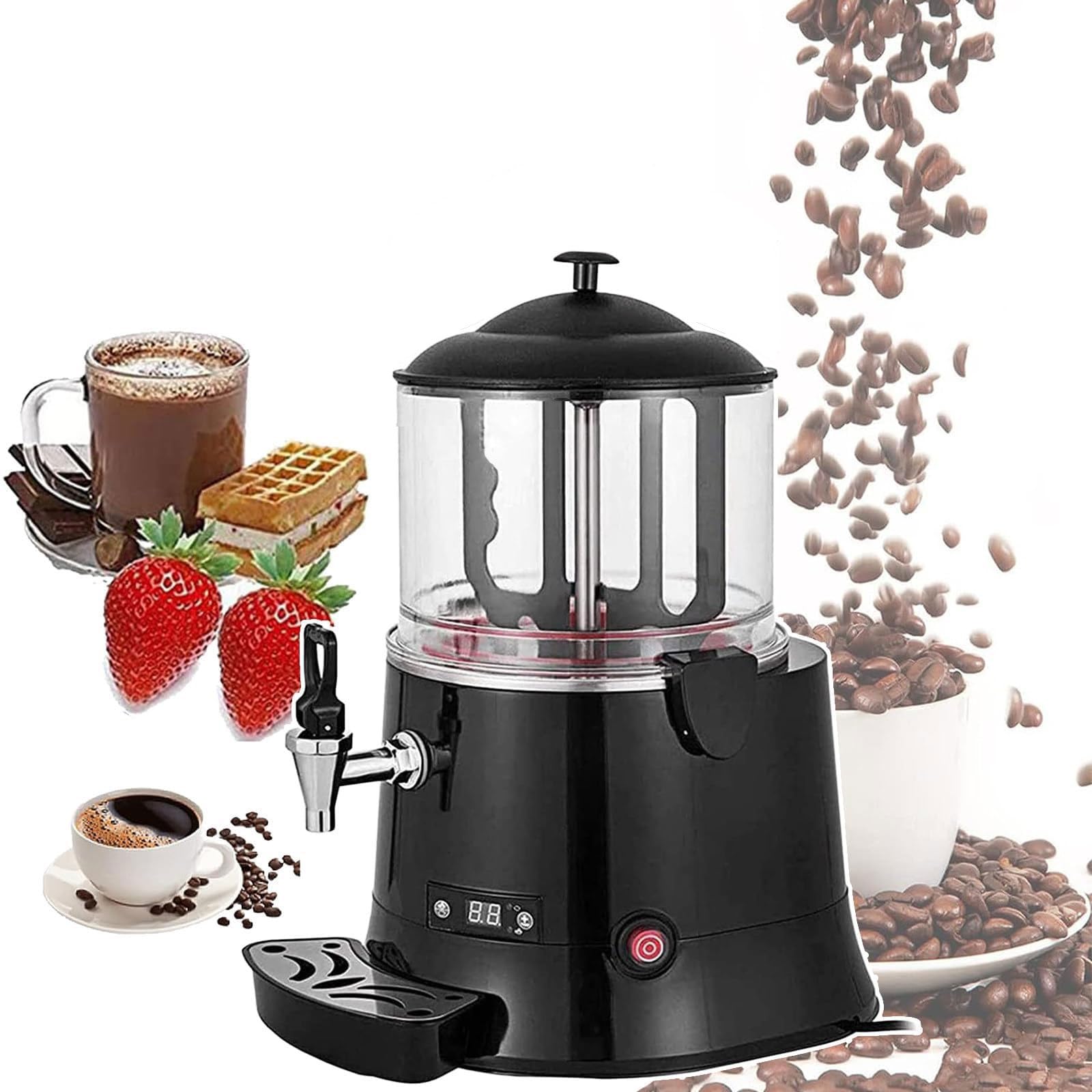 HCZKIUJY Hot Chocolate Machine, Dispenser Warmer with Faucet, 86-194℉ Temperature Control, Beverage Melting Dispenser for Heating Milk Tea (5L)
