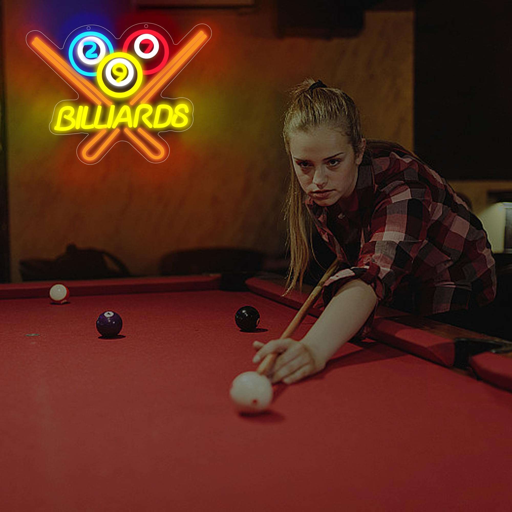 SHENEON Billiards Neon Sign for Wall Decor Bright Led Neon Light for Business Sign Billiards Led Lights for Billiards Lover Present Gym Bar Snooker Club Billiards Room Man Cave Size 13.8*11.4in(XD351) - Image 3