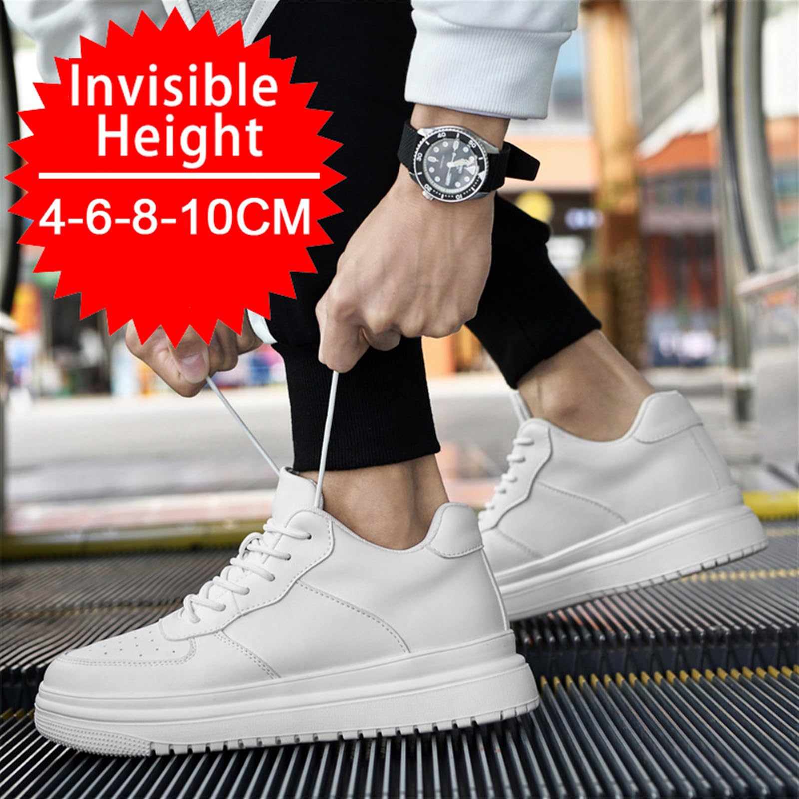 Chaussures Rehaussantes Homme 8cm Chaussures élévatrices à Hauteur Invisible Chaussure de Marche Tennis Sport Golf Légère Respirant Sneakers