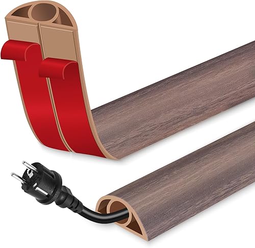 Miniatura 23 de Cubierta de cable de suelo para cables en el piso, cable autoadhesivo para ocultar cables de piso, cubiertas para protección de cables, evita Madera