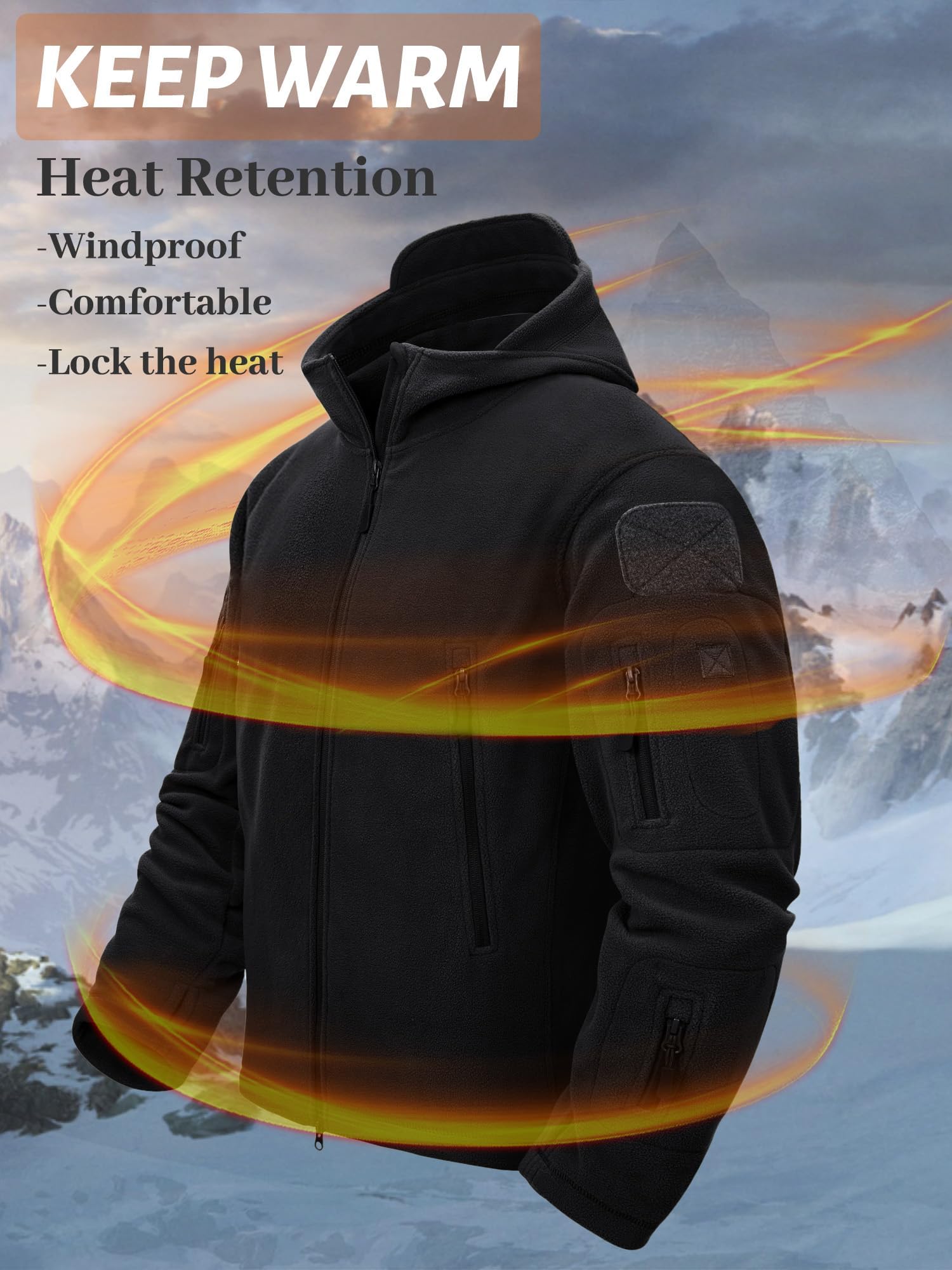 TACVASEN Giacca Uomo Giacca Pile Uomo Giacche in Pile Outdoor Militare Caldo Cappotto Felpa Pile Giubbotto da Lavoro Giacche Trekking Sport e Outdoor