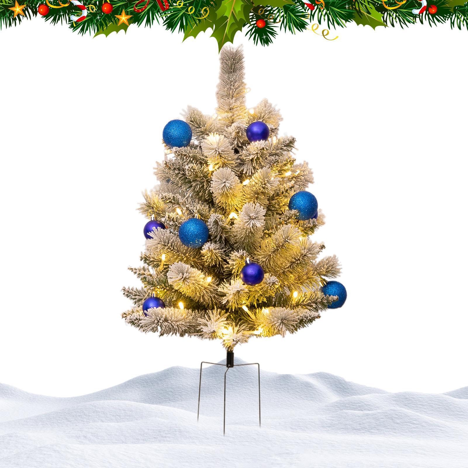 Sapin de Noël lumineux extérieur à piles multicolore pour allée