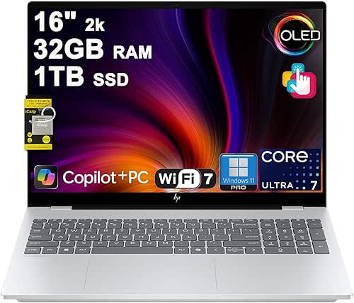 HP OmniBook 7 AI Laptop 16" 2k (2048x1280) OLED Touch