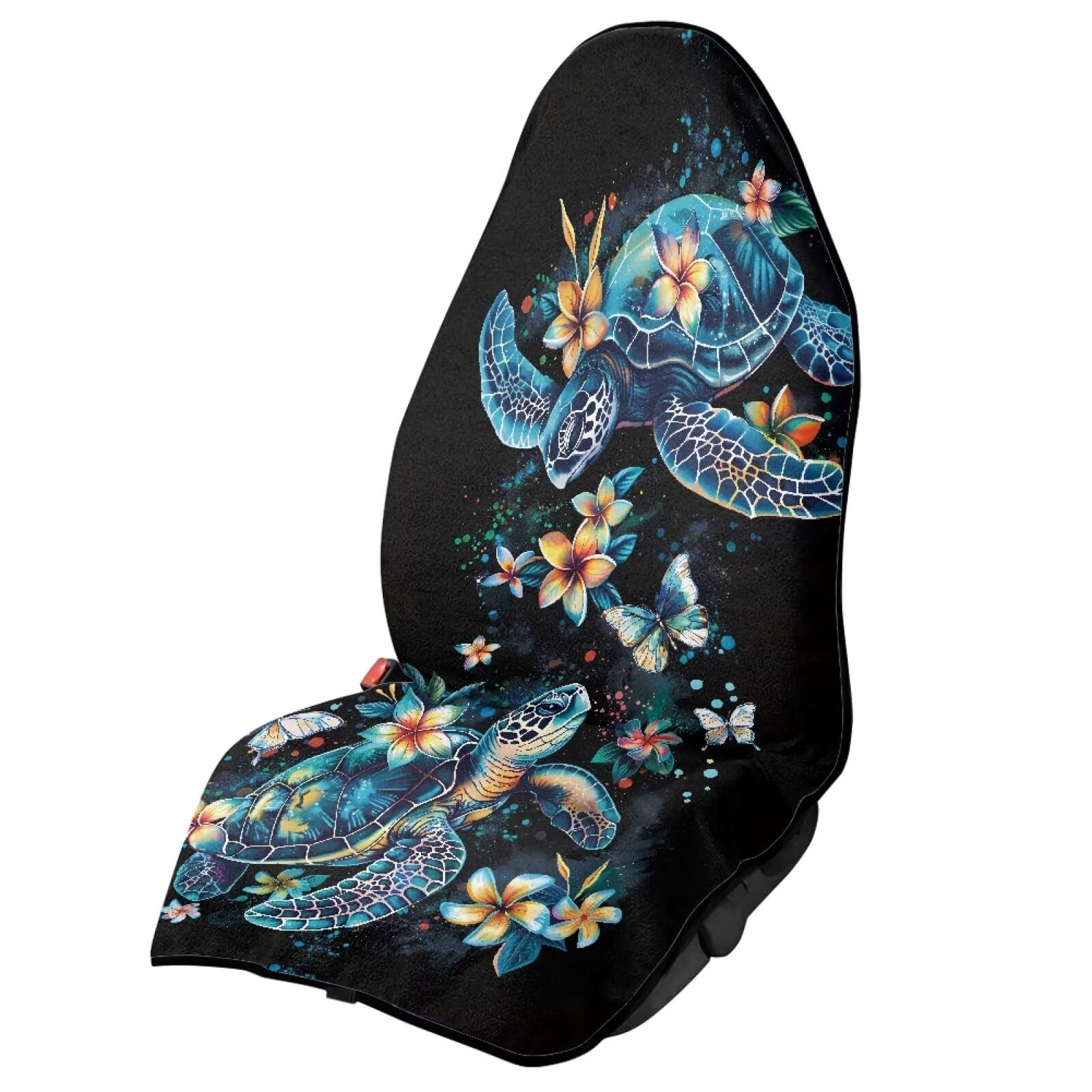 Car Seat Cover Protector Front Seats Only Waterproof Soft Boho Floral Turtle Auto Seat Covers Anti-Slip Car Seat Towel Cover for Gym Workouts Universal Fit Most Cars