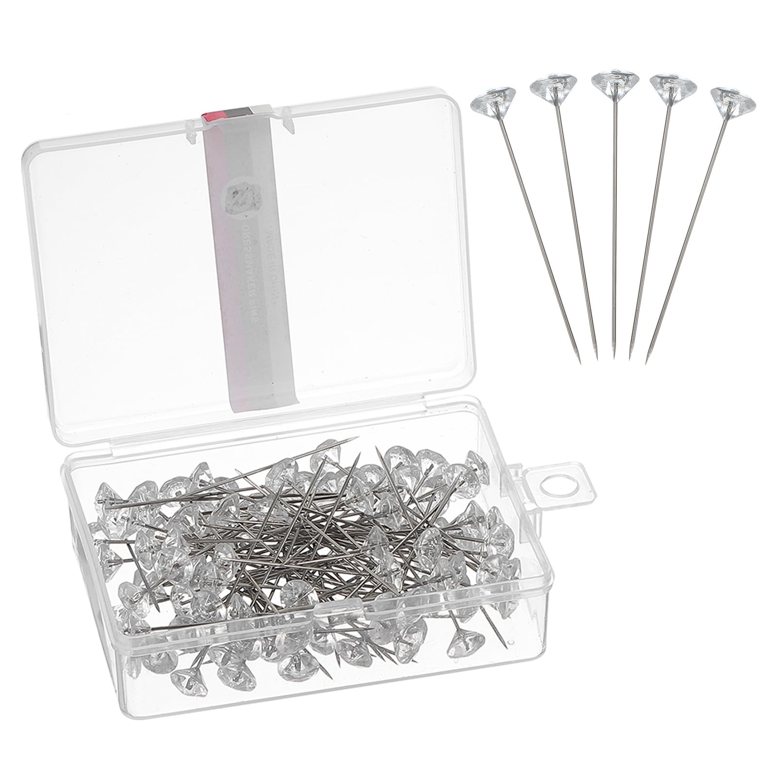 sourcing map 200pcs Bouquet Pins, 2 Inch Corsage Pins Flower Straight Head for Wedding Bouquet Sewing Decoration DIY Craft, Clear