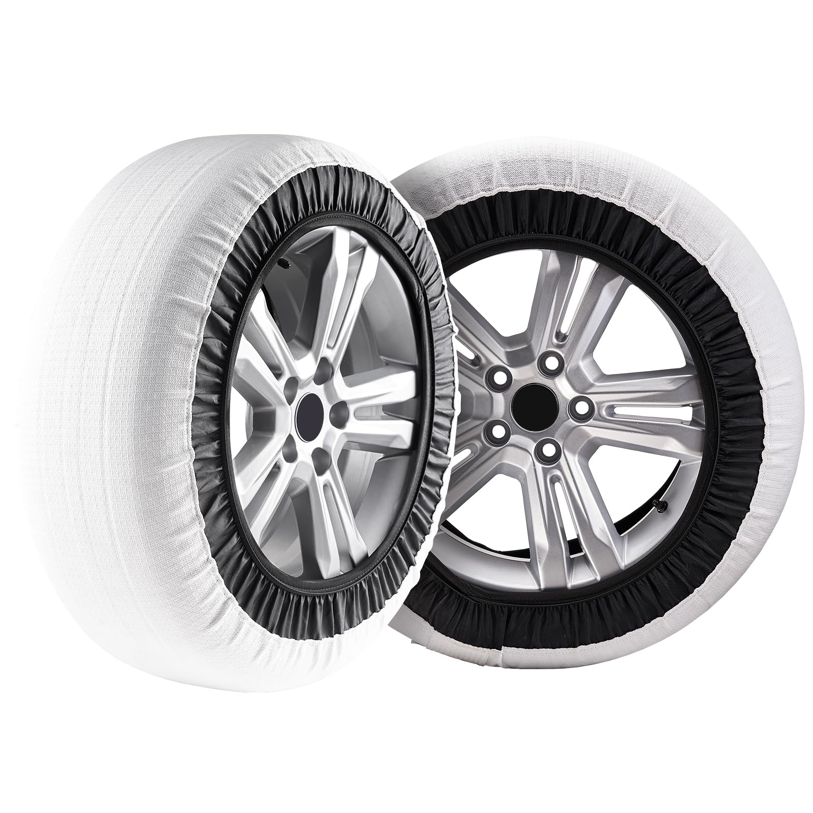 VEVOR Chaussettes à Neige pour Pneus Épaisses 2PCs Taille L, Chaînes à Neige Textiles en Fibre de Polyester avec Sangles Élastiques, Dispositifs Textiles de Traction pour Voiture, SUV, Pick-up