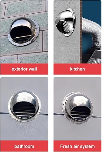 Miniatura 8 de Tapa de acero inoxidable 304 para chimenea, cubierta de ventilación de salida de aire de pared exterior, campana extractora, cubierta protectora de