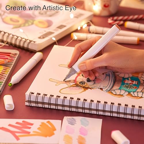 Miniatura 6 de ARTISTIC EYE Cuadernos de bocetos premium de 9 x 12 paquete de 2 (120 hojas), 160 GSM, bloc de bocetos encuadernados en espiral, adecuado para una