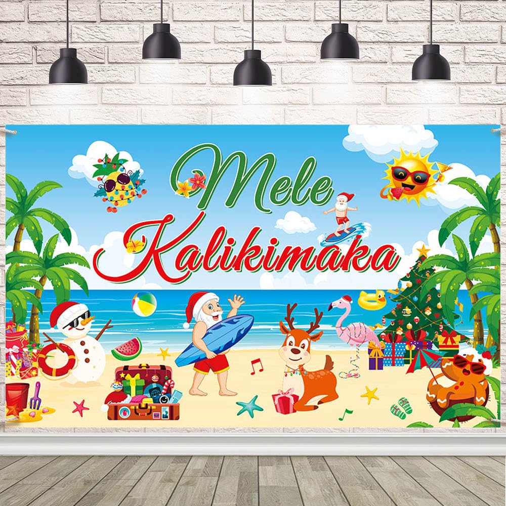 Amazon.com: AIBIIN 7x5ft Mele Kalikimaka Banner Hawaiian Christmas