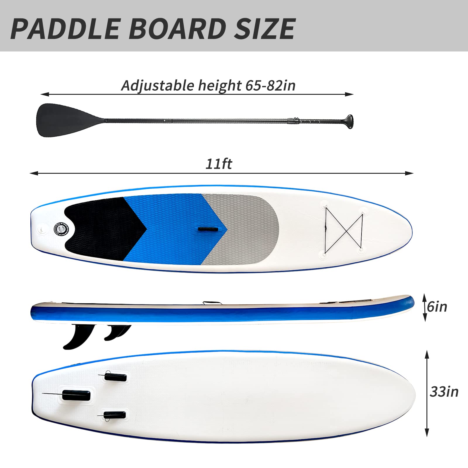 Paddleboard Gonfiabile Sup Blu 305cm Con Pagaia, Pompa E Zaino - Principiante - 6