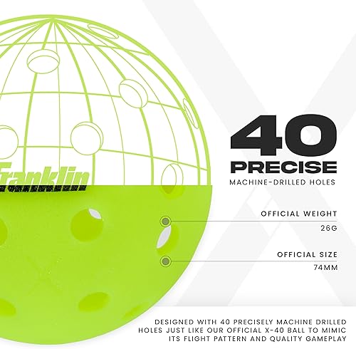 Miniatura 6 de Franklin Sports Max Grit - Pelotas de pickleball texturizadas, para interiores y exteriores, con agarre extra para giro instantáneo + control,