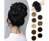 RUWISS Messy Bun Hair Piece Human Hair Messy Rose Hair Buns Hairpiece for Women Real Updo Extension Ponytail (Natural Black)
