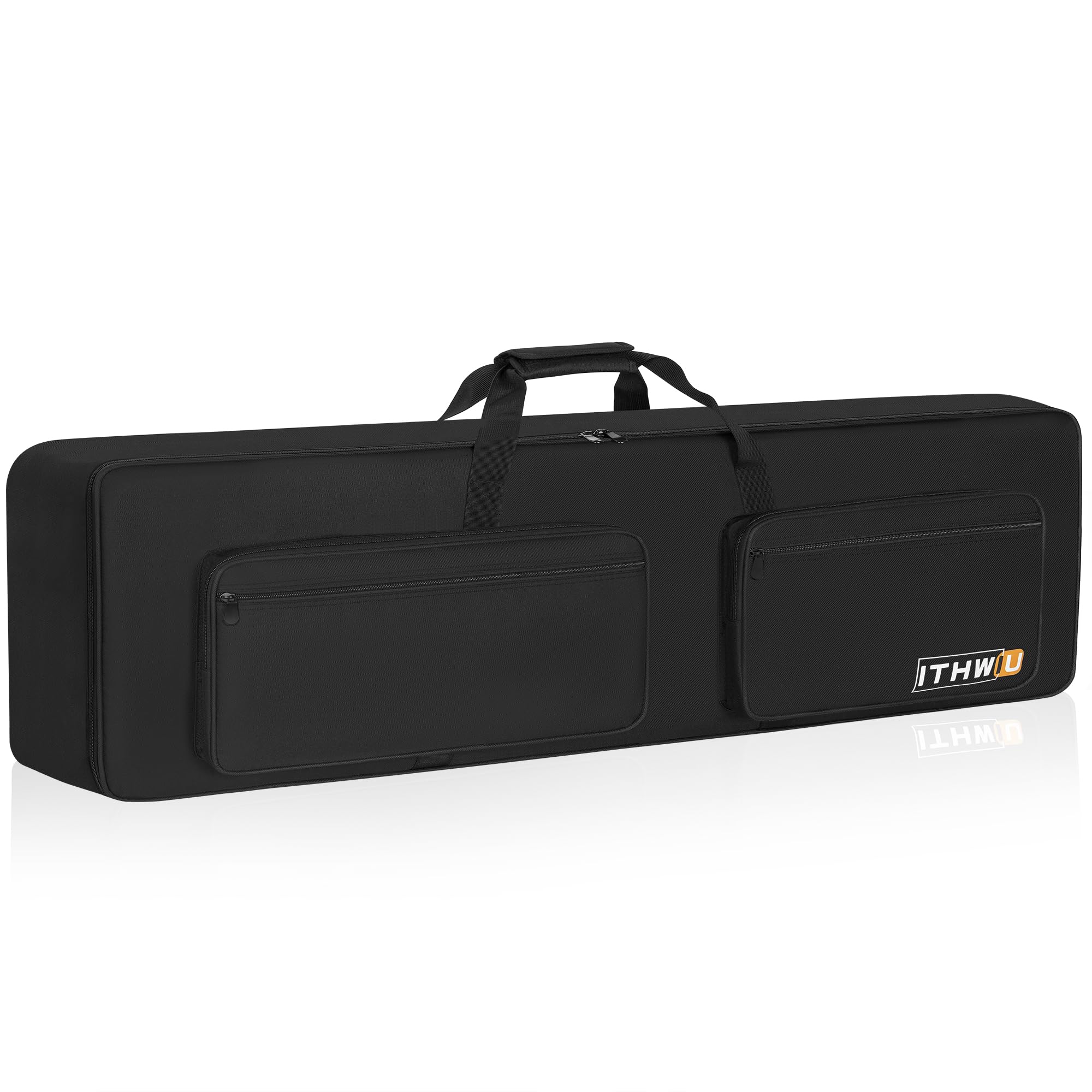 Padded 8mm Shockproof 88 Keys Keyboard Case Electric Piano Padded Keyboard Gig Bag (Interior: 54"x13.2"x6.7") with Adjustable Straps and 4-Pocket for Keyboard Accessaries, Black Global Recycled Standard Global Recycled Standard Global Recycled Standard