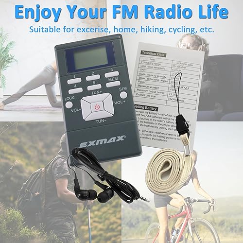Miniatura 9 de EXMAX® EXG-108 Receptor digital inalámbrico portátil de bolsillo DSP FM Radio estéreo con mini reloj LCD auricular para sistema de guía turístico