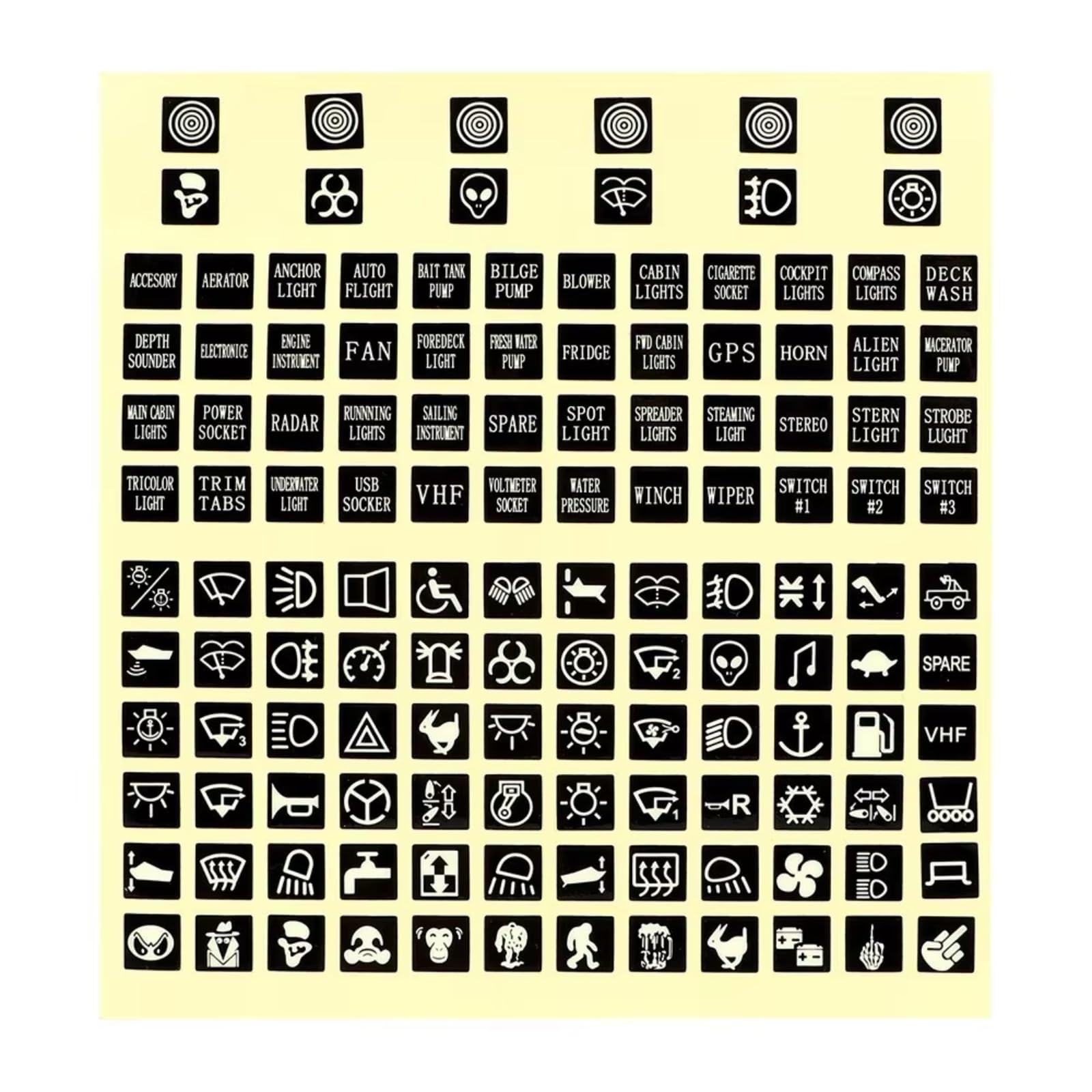 Interior Button Sticker Universal Switch Label Car Sticker Circuit Decal Instrument Panel Buttons Stickers Luminous Waterproof Truck Rocker Decoration