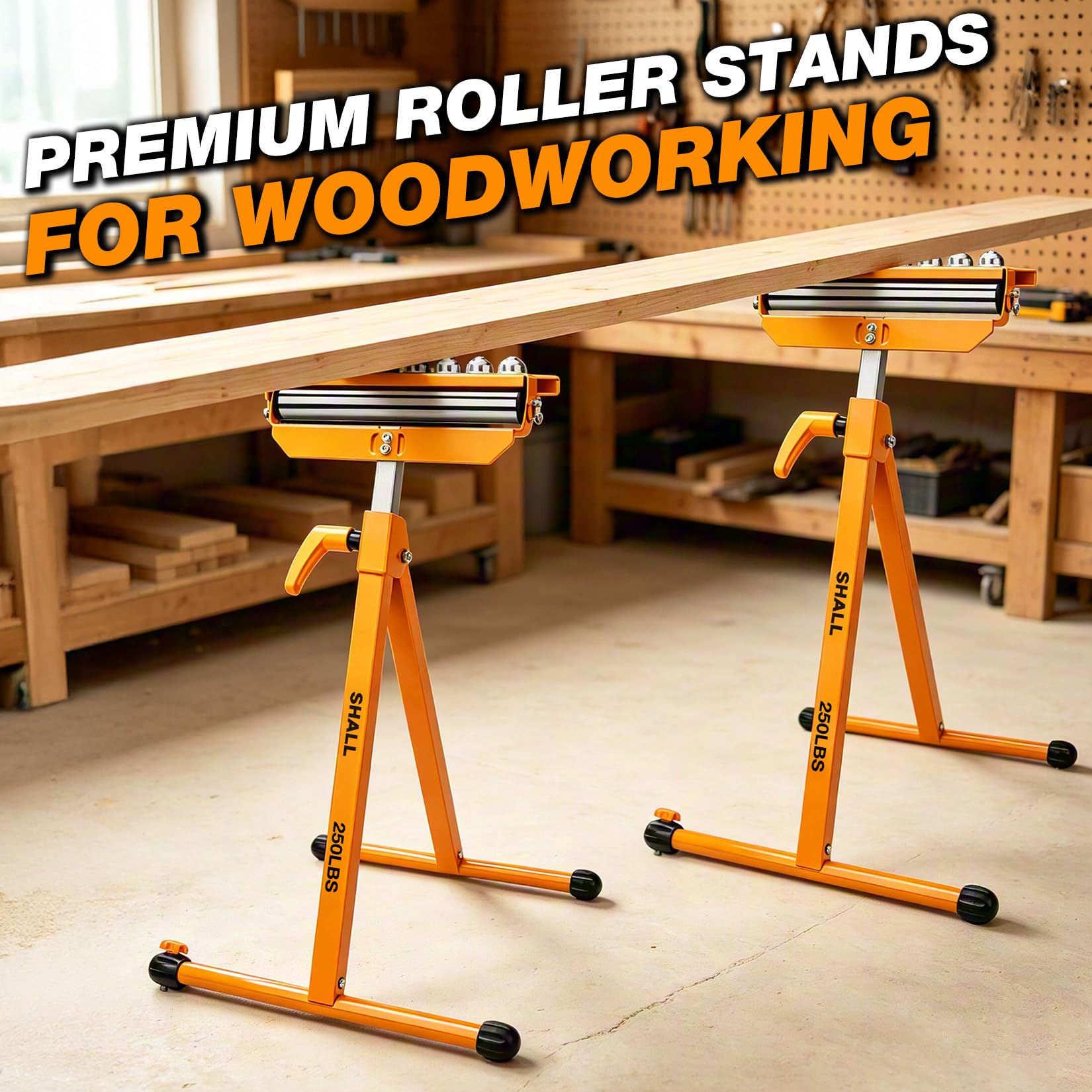 Shall 2er-Set Rollenbock mit 3-in-1 verstellbarem Kopf, höhenverstellbar (70,6–109 cm), bis 113 kg belastbar, ideal für Tischkreissäge, Kappsäge & Holzbearbeitung