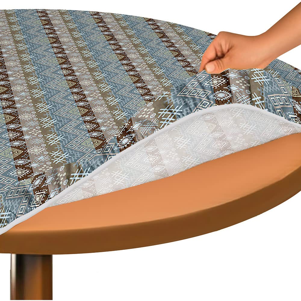 Morbuy Nappe Ronde Anti Taches, Ancre Imprimé Nappe De Table Avec Bord Élastique Ajustée, Imperméable Polyester Couverture De Table De Pour Cuisine Jardin Fête (Aquarelle,Diamètre 100cm