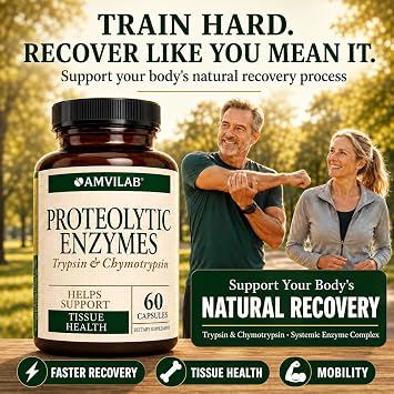 Proteolytic Enzyme Complex | Systemic Enzymes with Trypsin & Chymotrypsin | Supports Healthy Inflammatory Response, Connective Tissue Integrity, Mobility & Physiological Recovery | 60 Capsules