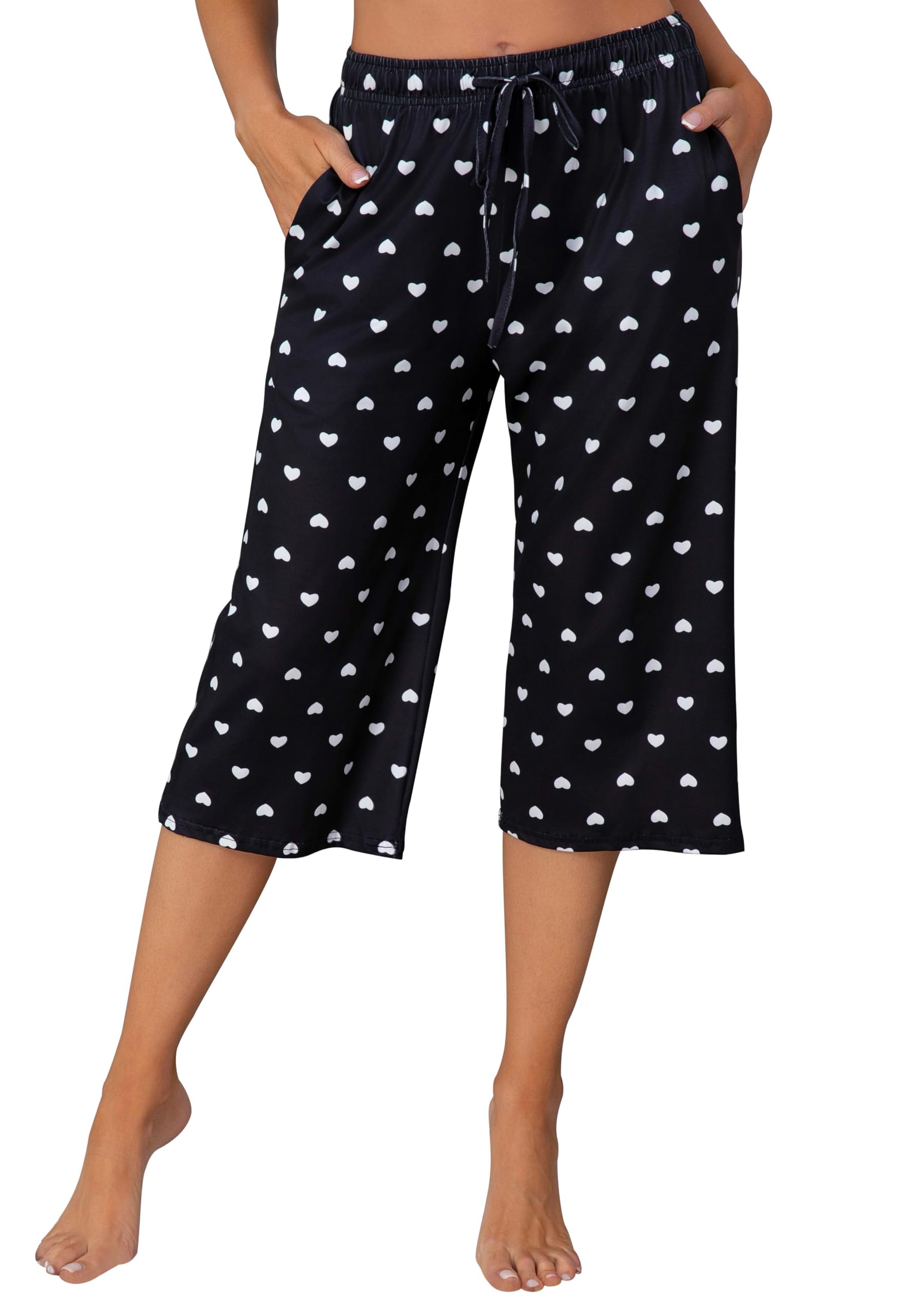 X-Image Womens Capri Pants Loose Soft Drawstring Wide Leg Sweatpants Causal Capris Pajama Lounge Pants with Pockets