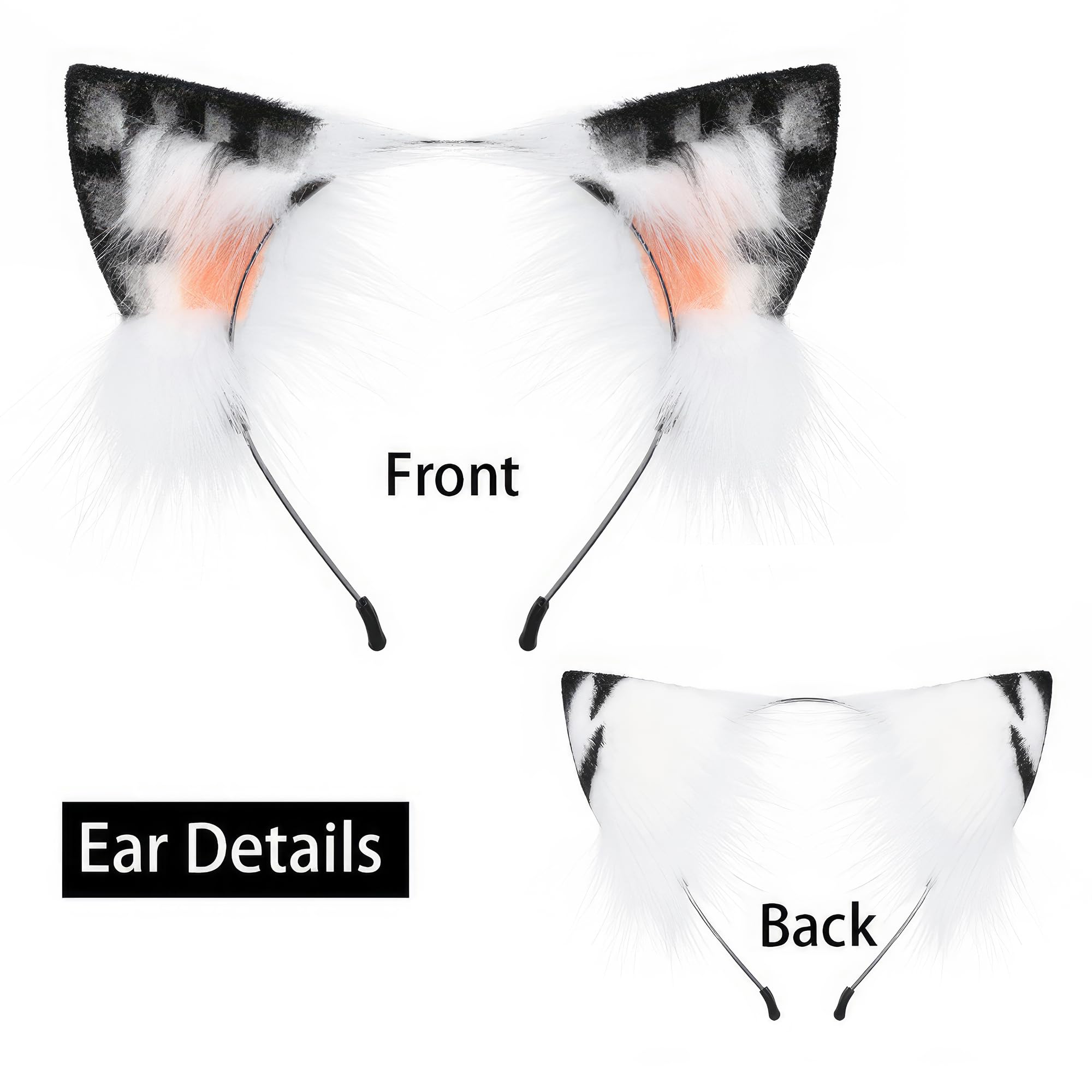 White and Grey Ears and Tail Cat set