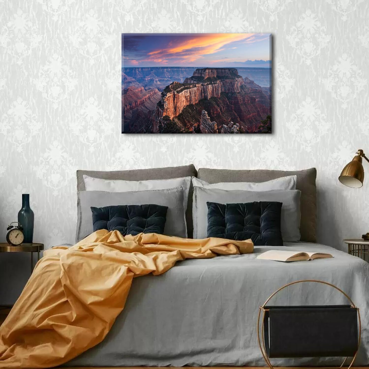 Grand Canyon Mountain Wall Art Arizona National Park Landscape Wall Decor Western Desert Decor Nature Sunset Grand Canyon Scenery Canvas Prints Artwork for Living Room Office Home Decoration 24x36"