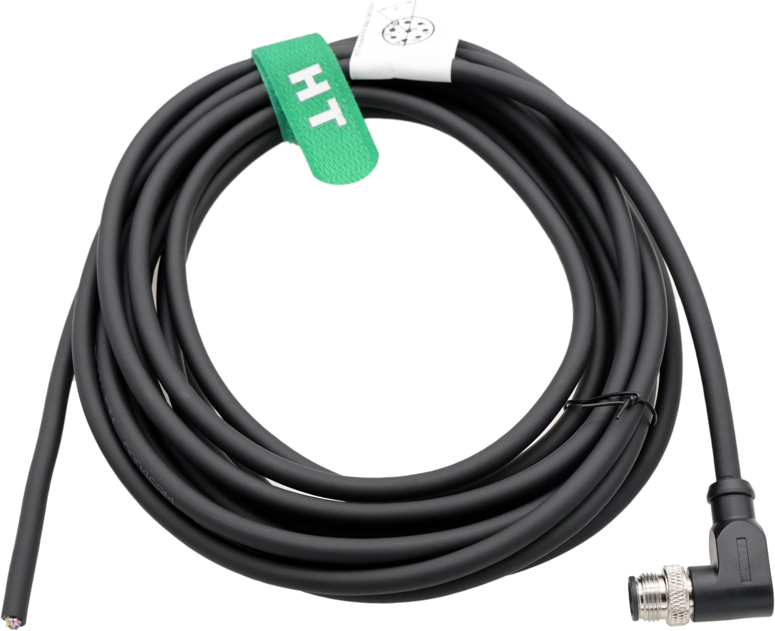 M12 A Coded Right Angle 8 pin Male to Actuator Sensor Signal to Flying Cable for Industrial Control Automation Cognex Data Power 15m