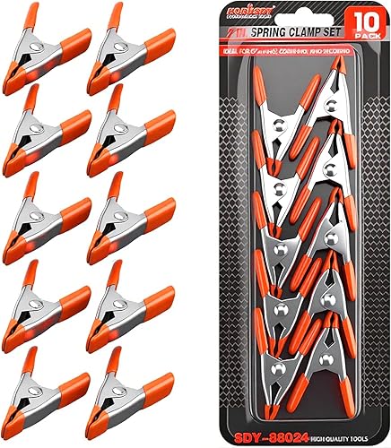 HORUSDY Abrazadera de resorte pequeña de 10 piezas, 2 pulgadas, abrazaderas de resorte de metal, apertura de mandíbula de 34 pulgadas