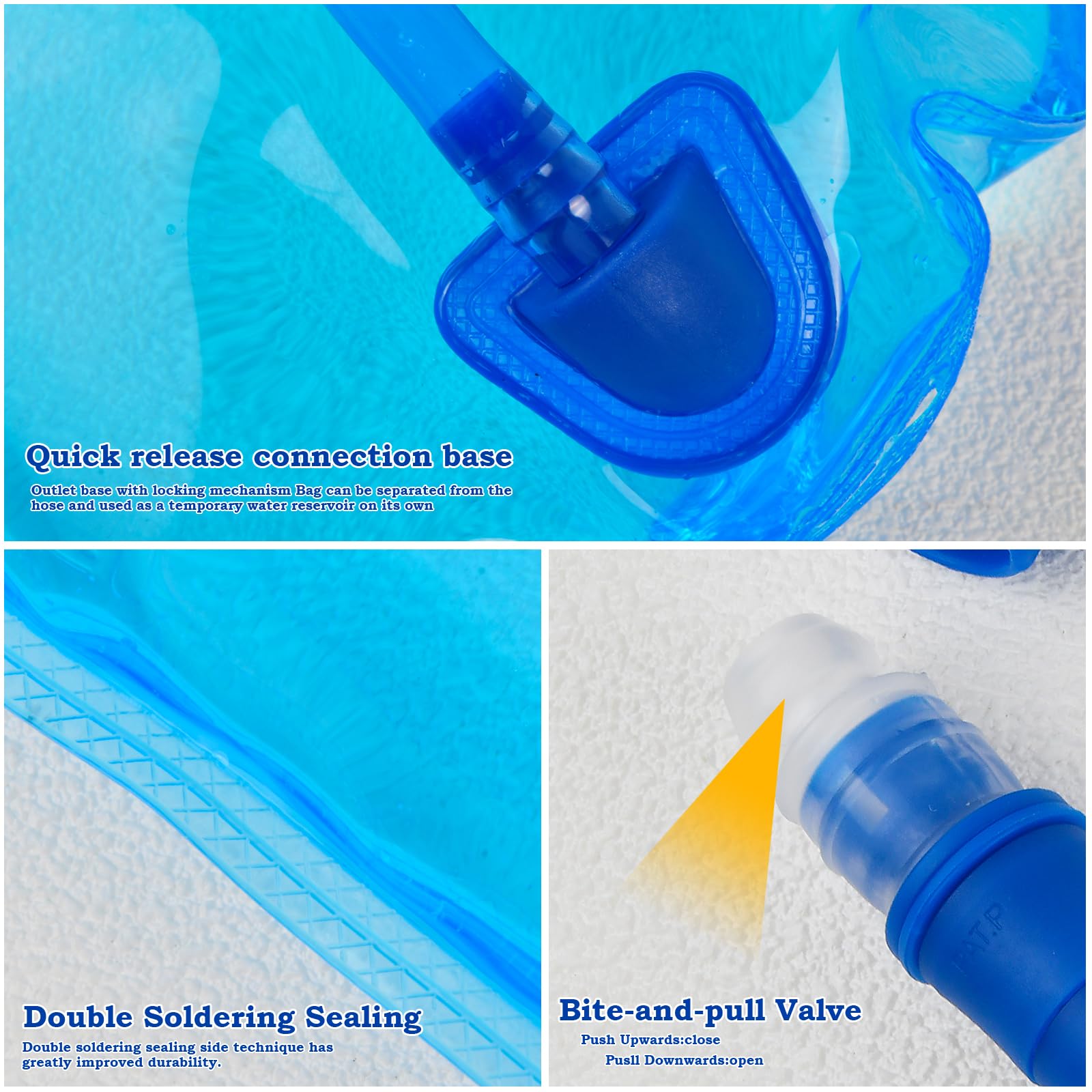 Poche à Eau 2L – BPA-Free, Pliable, Anti-Fuite, Pour Randonnée, Vélo, Running, Camping, PEVA 0,35 Mm