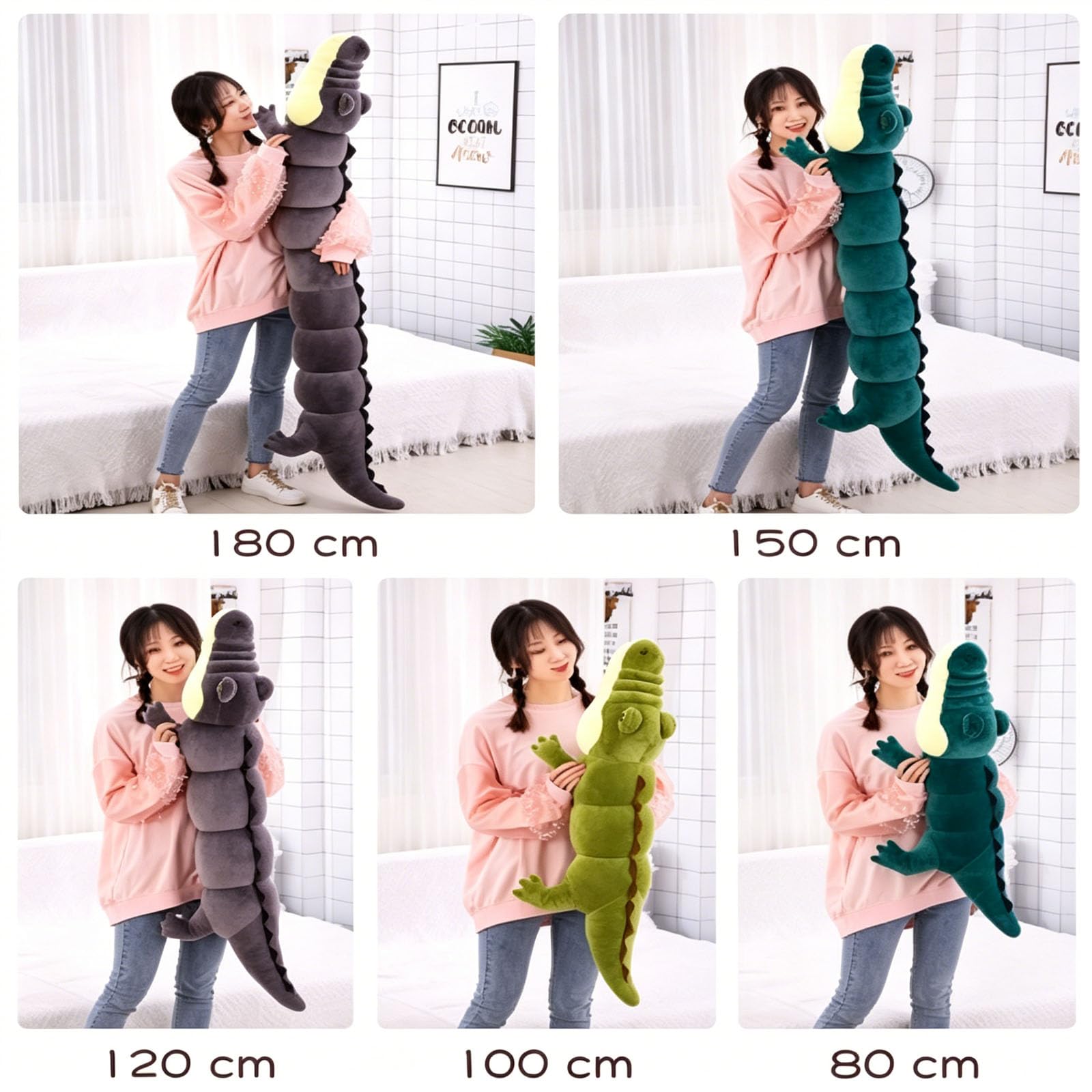 Riesen Krokodil Kuscheltier XXL, Groß Krokodil Stofftier Plüschtier Alligator, Krokodilkissen Plüschtier, Kawaii Plüschtier Krokodil Spielzeug Kissen, Geschenk für Jungen Mädchen (100cm,Grün)