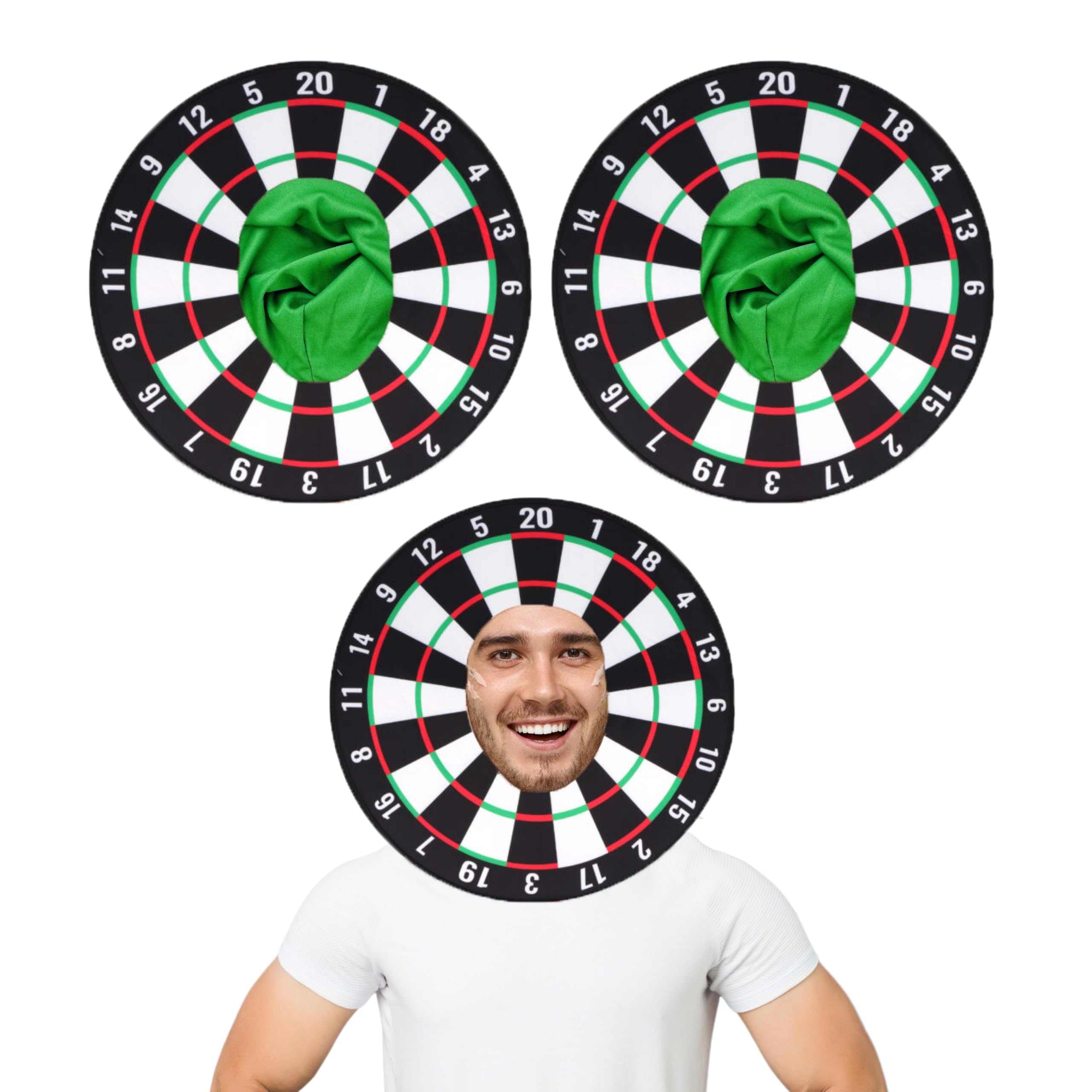 Lizzy Novelty Dartboard Head Costume Adult | 43cm Dart Board Hat Attached Hood Bullseye Themed Sports Fan Darts Board Halloween Costume Cosplay Stag Night Headwear Unisex Fancy Dress Accessory (2)