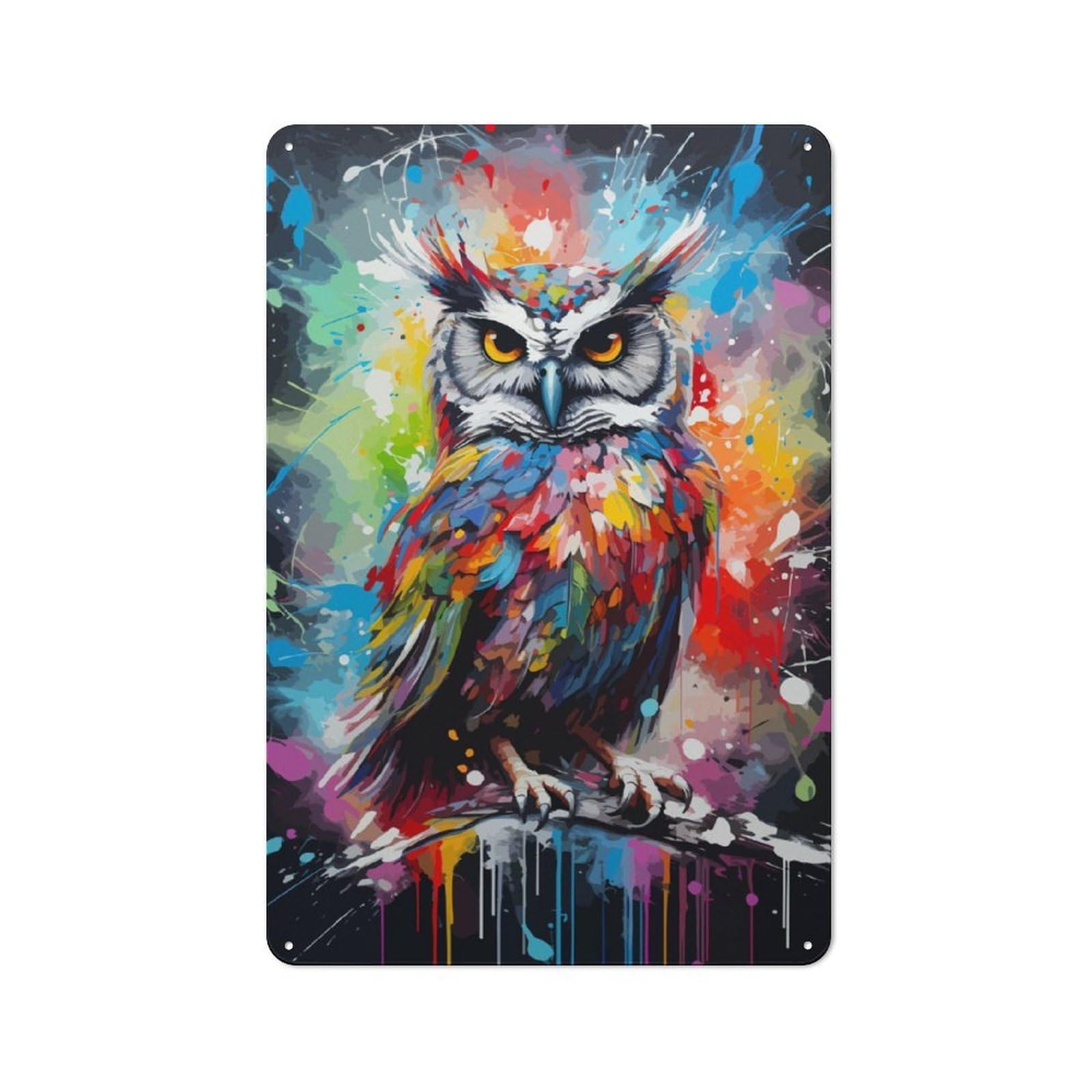 Junmoney Owl Painting Bird Poster Tin Wall Plaque 30X20cm With For Pub Or Café, For Collectors Of Retro Metal Wall Decor