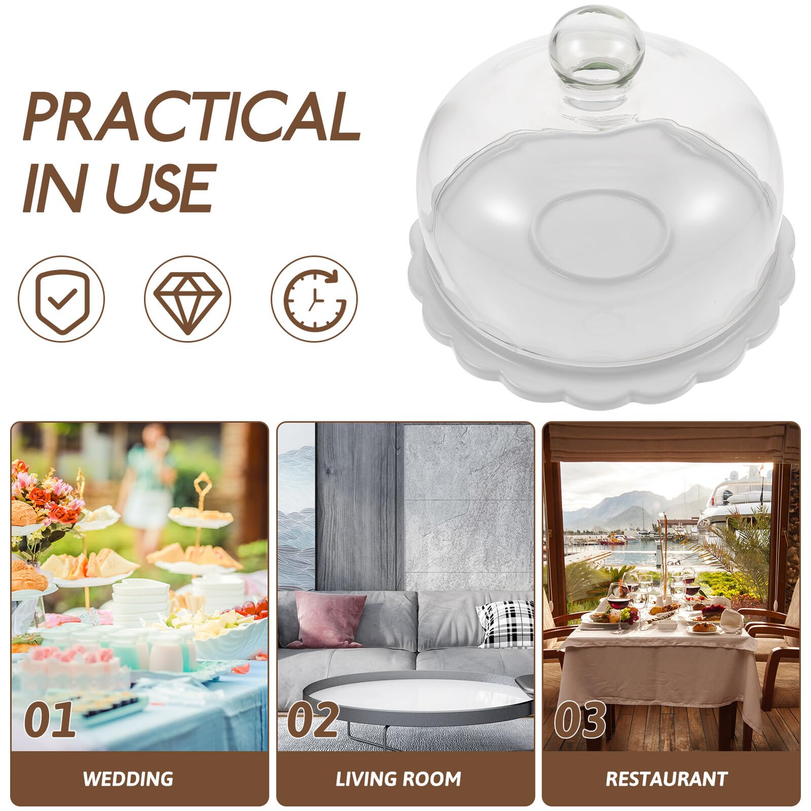 Kuchenständer Glas Und Keramik Mit Deckel Dessertplatte Rund 23,5cm Gewölbte Tortenhaube Für Hochzeit Party Und Tischdekoration