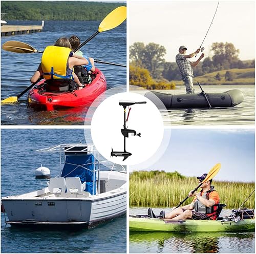 Miniatura 7 de PEXMOR Motor de arrastre eléctrico de 8 velocidades, motor eléctrico fuera de borda para barco con mango ajustable e indicador LED, montado en el