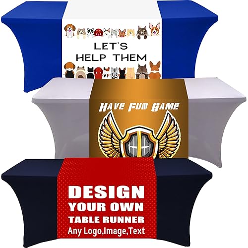 Slavna Custom Table Runner with Business Logo,13x72/24x72/30x72/36x72 Personalized Table Runners Customized Table Runner for Trade Show,Party,Wedding,Birthday,Table Dinner,36x72 Inch