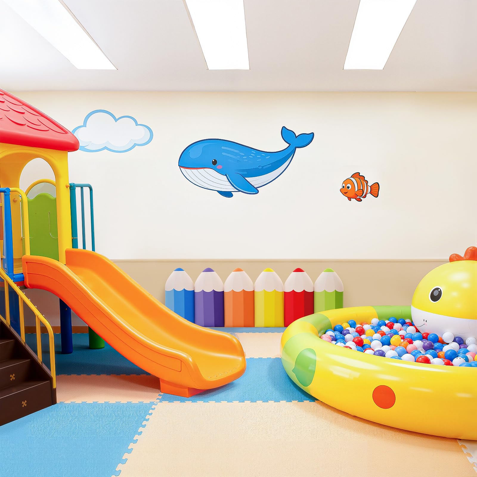 Almohadillas de pared anticolisión para niños, 30 mm de grosor, forma de lápiz 3D, autoadhesivas, juego de 6 unidades, alfombrillas de colores para proteger la sala de juegos, dormitorio y