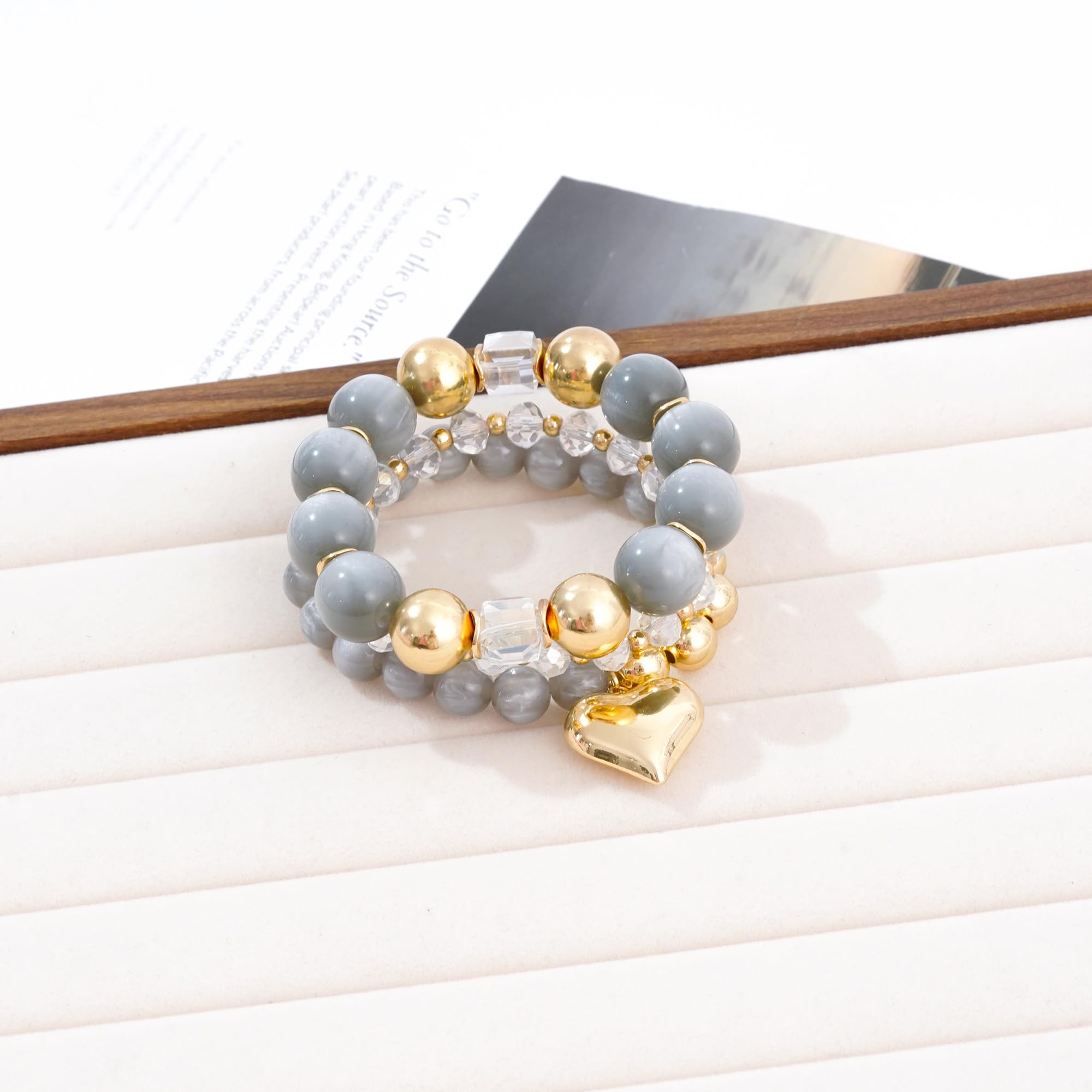 Boho Perline Stretch Bracciali Per Le Donne Impilabile Cristallo Placcato Oro Perline Bracciali Set Trendy Handmade Amicizia Braeclet Gioielli Regali