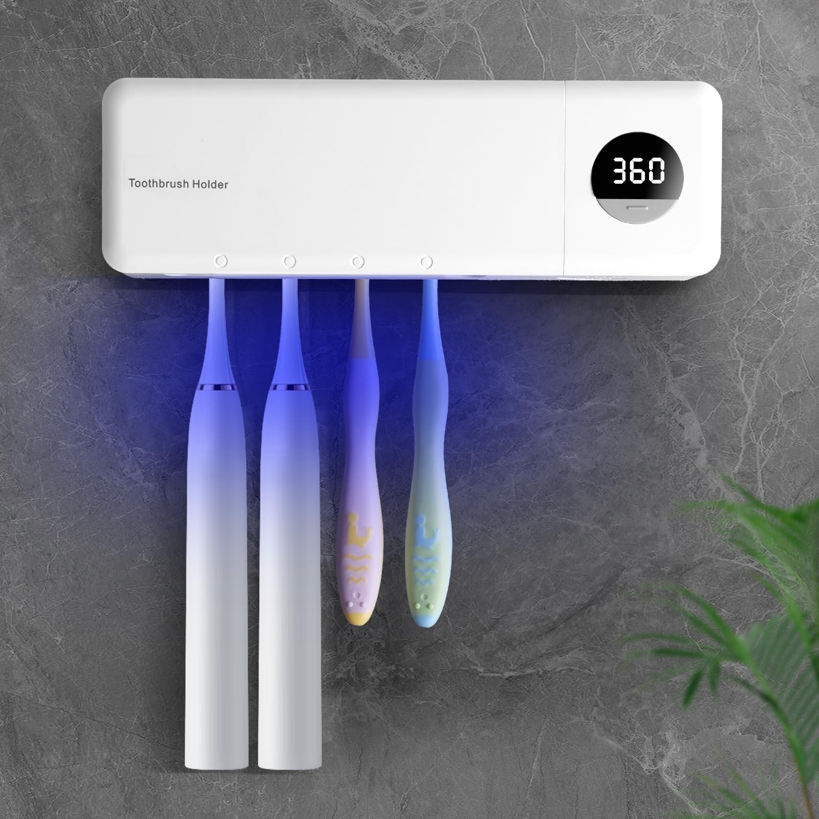 Organiseur mural de brosse à dents 2000 mAh, l'excellence du design blanc épuré