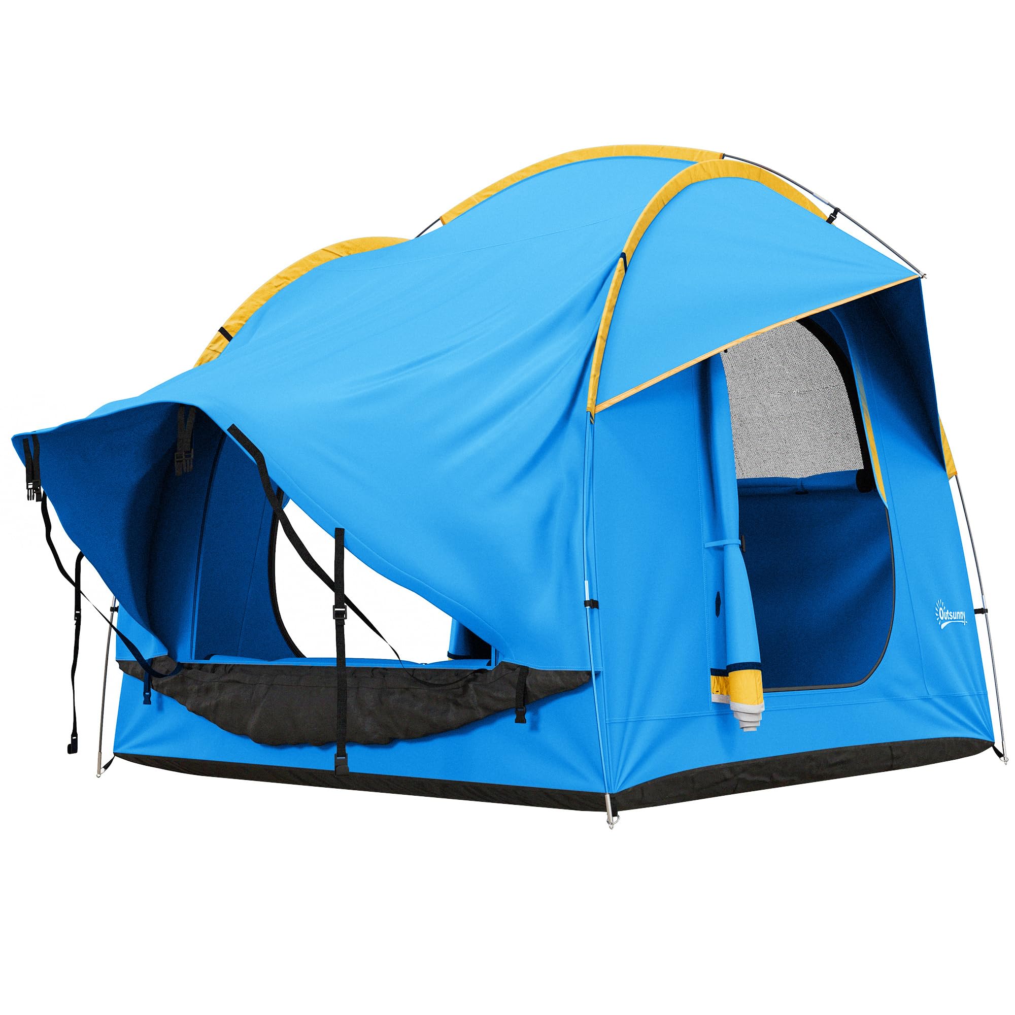 Outsunny Heckzelt Auto Zelt für 6 Personen, wasserdicht 2000mm Autozelt mit Sonnensegel Regenschicht SUV Heckklappenzelt mit UV-Schutz, Vorzelt Sonnenschutz für Camping, Reise 240 x 210 x 210 cm