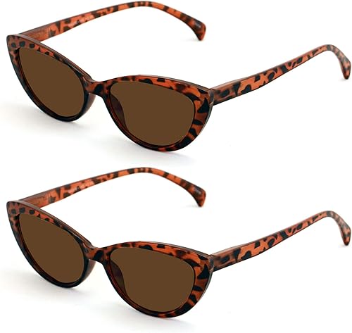Miniatura 2 de V.W.E. 2 pares de lentes de sol de lectura Cateye Black Tortoise para mujer - Lectores de ojo de gato al aire libre