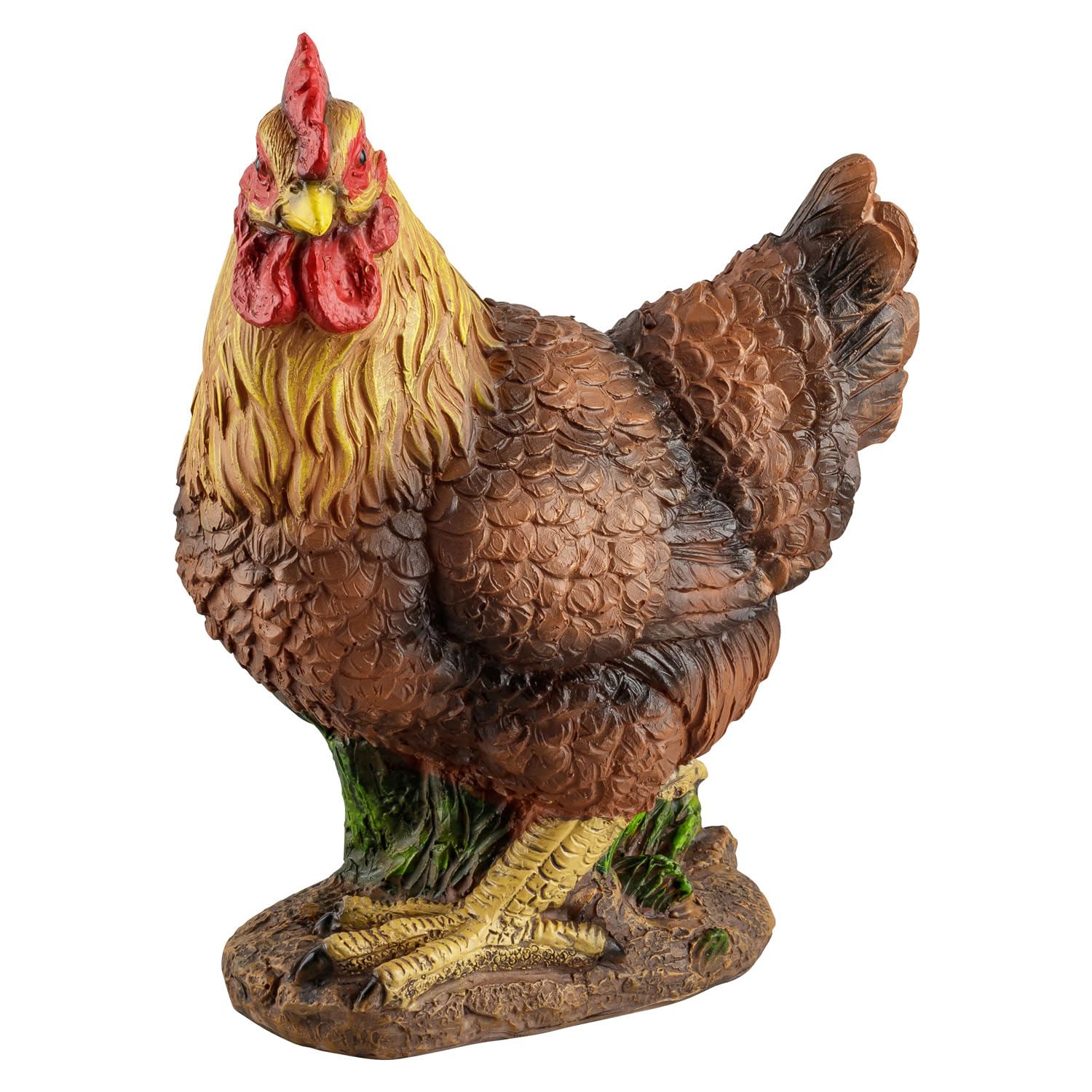 VERDOBA - Gallina Decorativa - Statue da Giardino Animali - in poliresina - Marrone - Dipinta a Mano - Statue Animali Giardino - Statue Giardino per Esterno