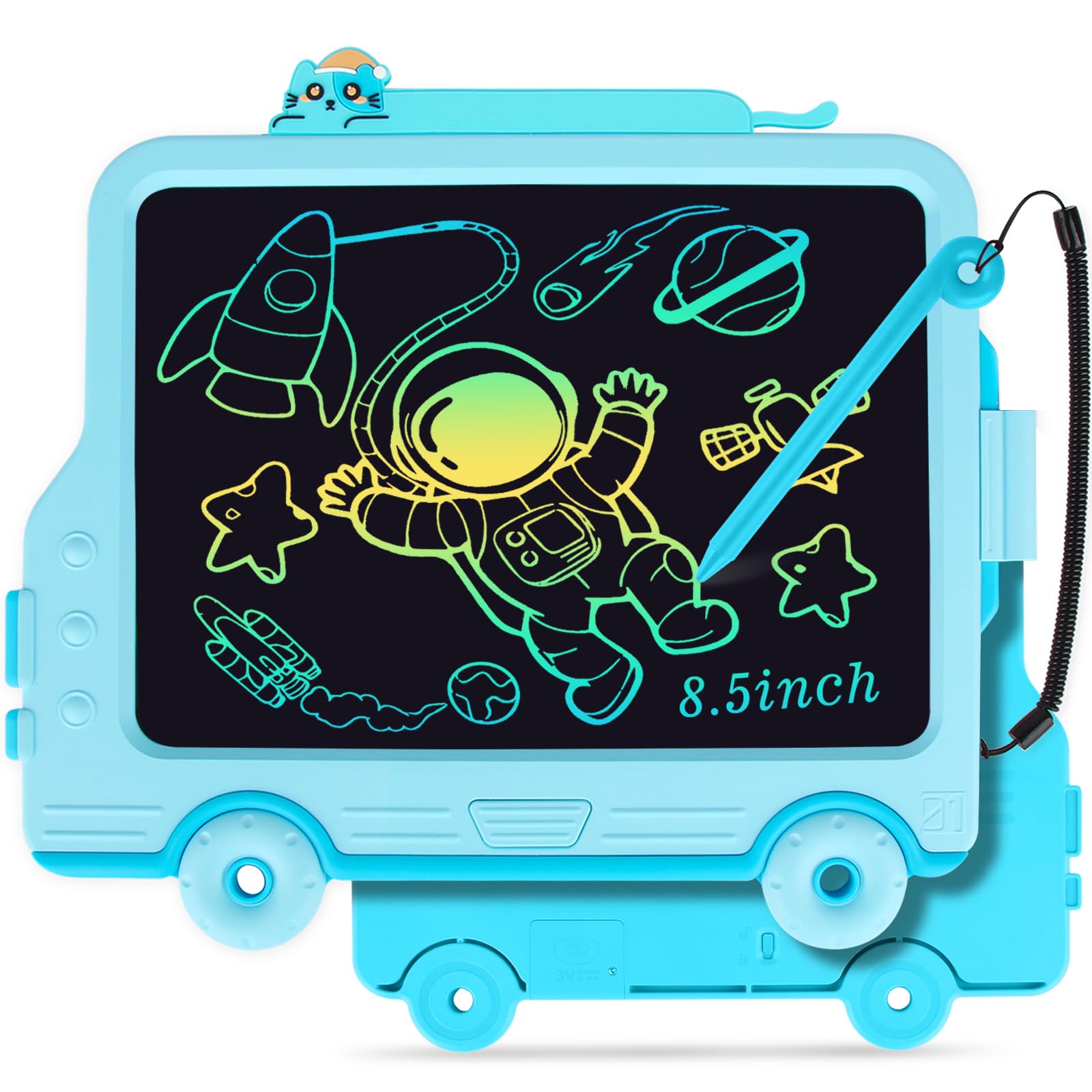 WUJUN LCD Schreibtafel 8.5 Zoll Tablet für Kinder und Erwachsene, löschbarer Zeichenblock mit Sperrfunktion (Blau)